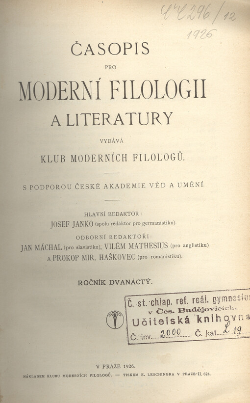 Časopis pro moderní filologii