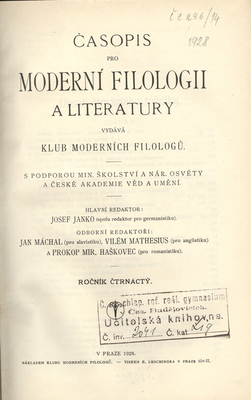 Časopis pro moderní filologii