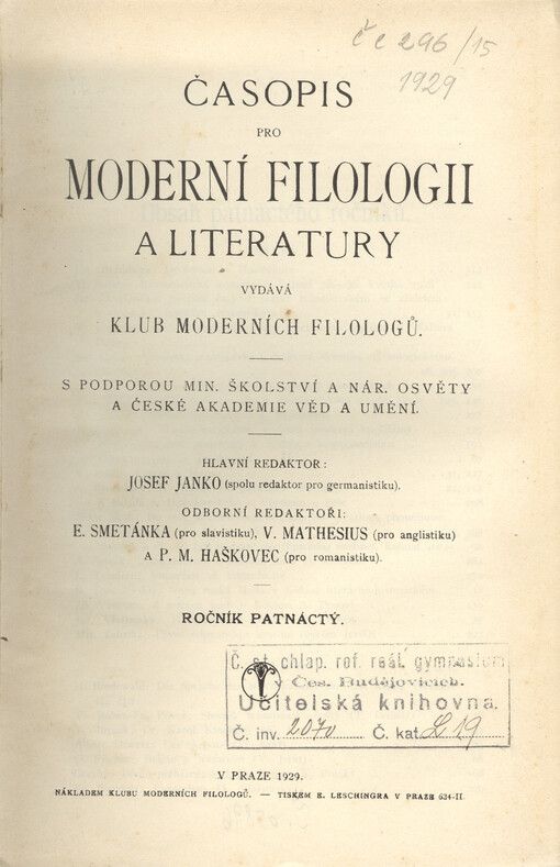 Časopis pro moderní filologii