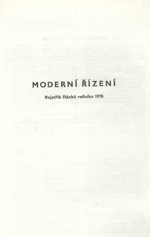 Moderní řízení : měsíčník pro vrcholový a střední management, lektory, personalisty i podnikatele