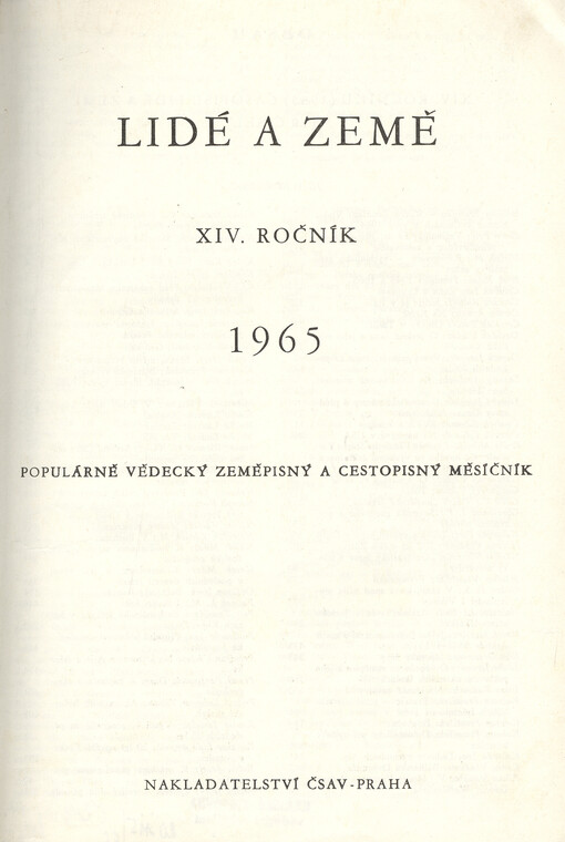 Lidé a Země : populárně vědecký zeměpisný a cestopisný měsíčník