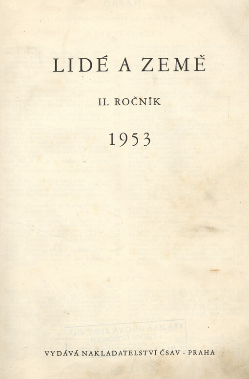 Lidé a Země : populárně vědecký zeměpisný a cestopisný měsíčník