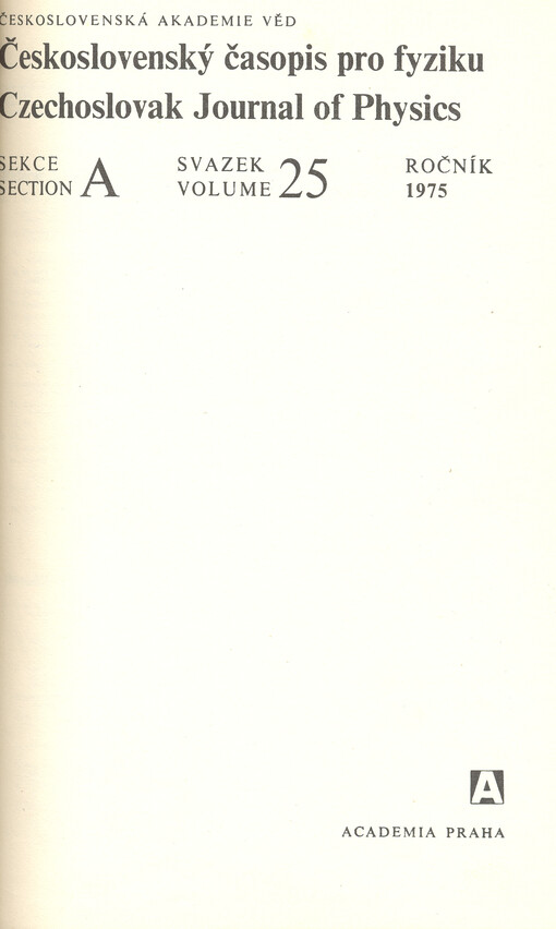 Československý časopis pro fyziku = Czechoslovak Journal of Physics
