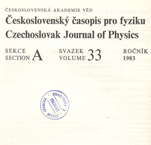 Československý časopis pro fyziku = Czechoslovak Journal of Physics