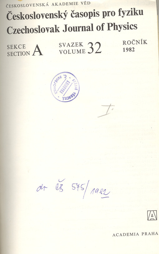 Československý časopis pro fyziku = Czechoslovak Journal of Physics