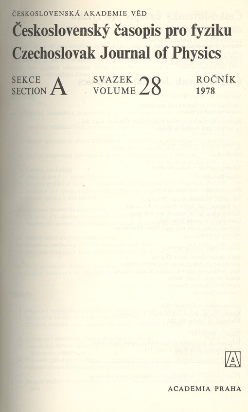 Československý časopis pro fyziku = Czechoslovak Journal of Physics