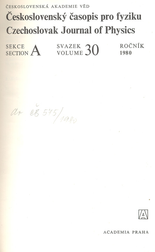Československý časopis pro fyziku = Czechoslovak Journal of Physics