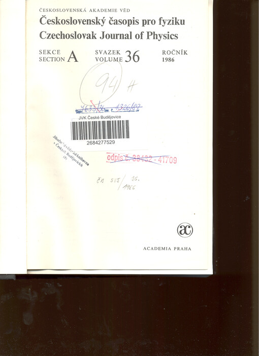 Československý časopis pro fyziku = Czechoslovak Journal of Physics