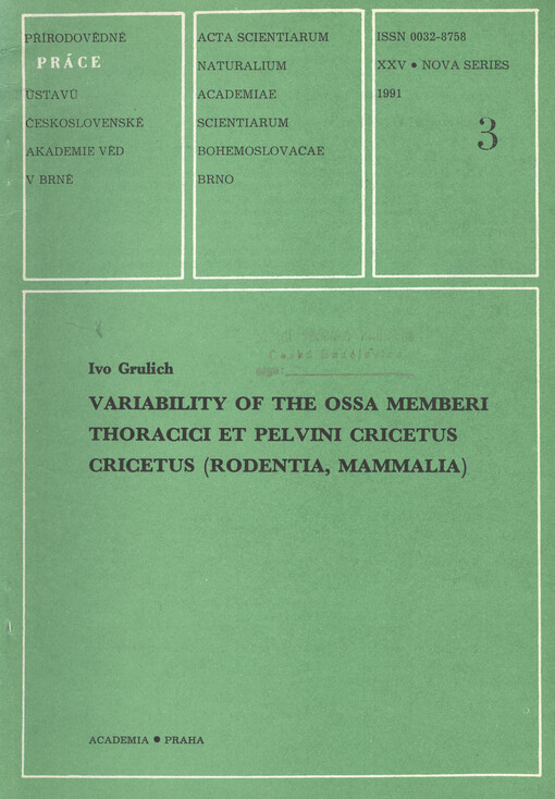 Variability of the Ossa membri thoracici et pelvini Cricetus cricetus (Rodentia, Mammalia)