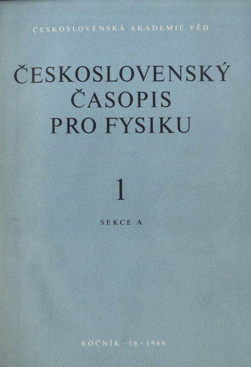 Československý časopis pro fyziku = Czechoslovak Journal of Physics