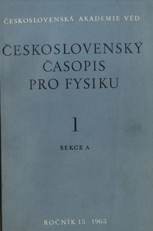 Československý časopis pro fyziku = Czechoslovak Journal of Physics