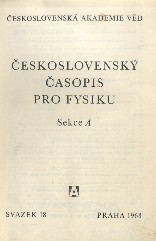 Československý časopis pro fyziku = Czechoslovak Journal of Physics