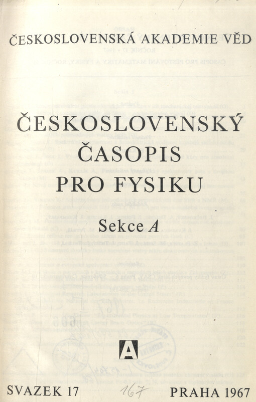 Československý časopis pro fyziku = Czechoslovak Journal of Physics