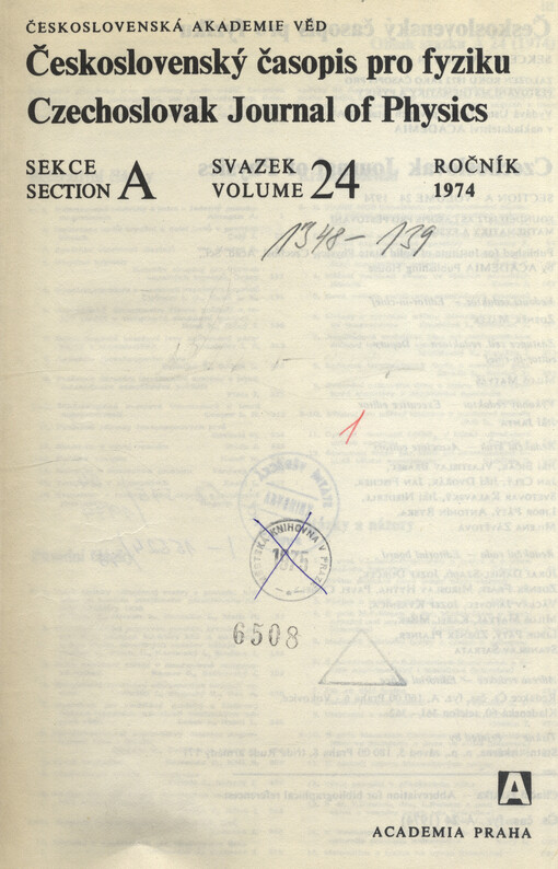 Československý časopis pro fyziku = Czechoslovak Journal of Physics