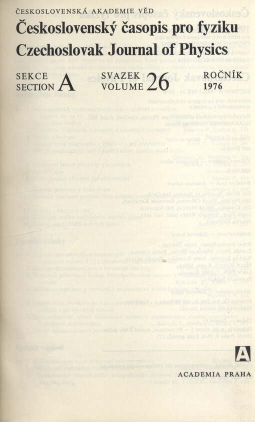 Československý časopis pro fyziku = Czechoslovak Journal of Physics