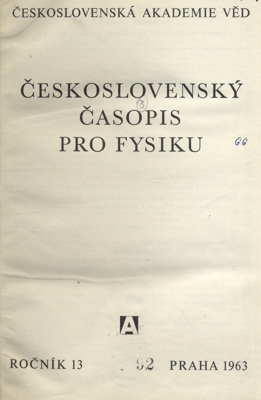 Československý časopis pro fyziku = Czechoslovak Journal of Physics