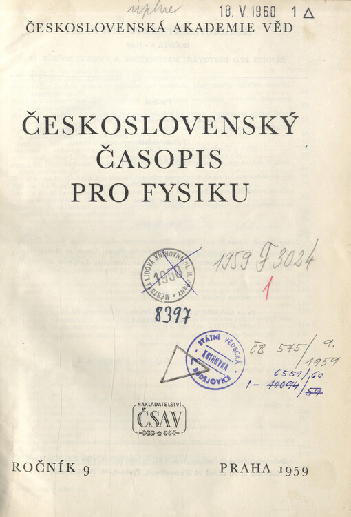 Československý časopis pro fyziku = Czechoslovak Journal of Physics