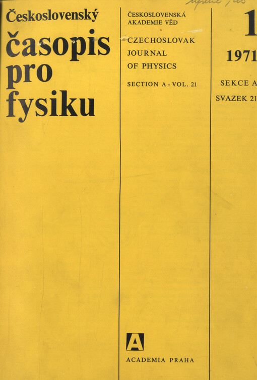 Československý časopis pro fyziku = Czechoslovak Journal of Physics