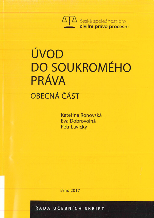 Úvod do soukromého práva : obecná část