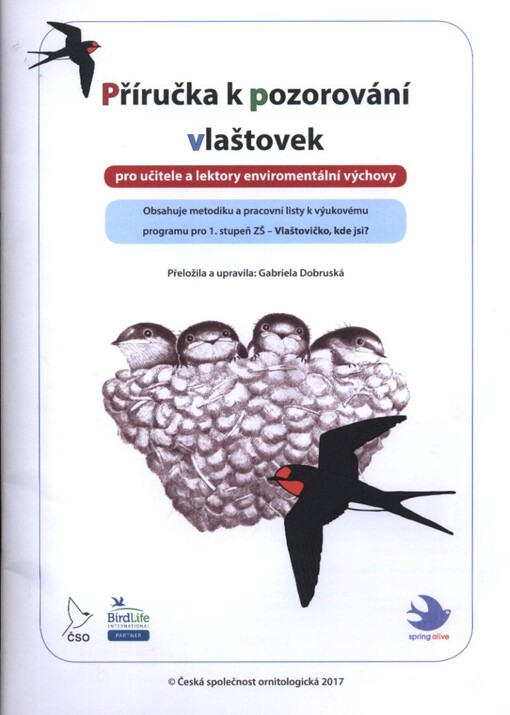 Příručka k pozorování vlaštovek: pro učitele a lektory enviromentální výchovy