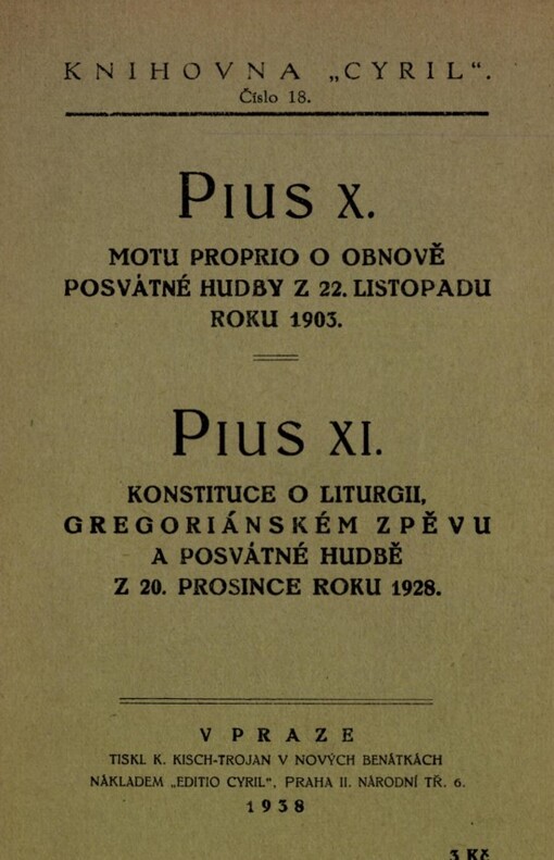 Motu proprio o obnově posvátné hudby z 22. listopadu roku 1903 ;