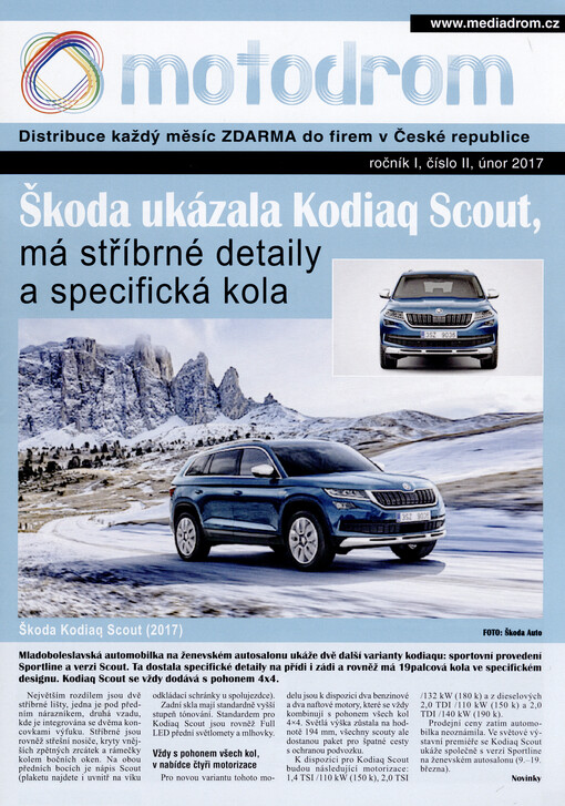 Motodrom : distribuce každý měsíc zdarma do firem v České republice