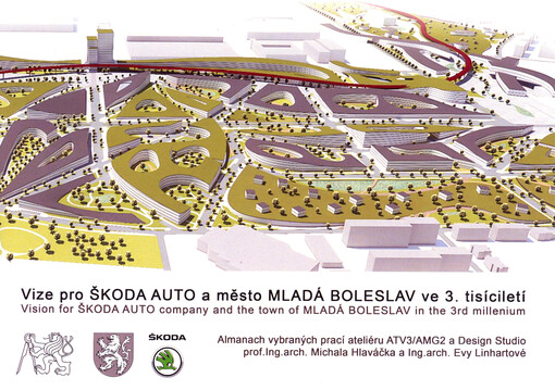 Vize pro Škoda Auto a město Mladá Boleslav ve 3. tisíciletí = Vision for Škoda Auto company and the town of Mladá Boleslav in the 3rd millenium : almanach vybraných prací ateliéru ATV3-AMG2 a Design Studio prof. Ing. arch. Michala Hlaváčka a Ing. arch. Ev