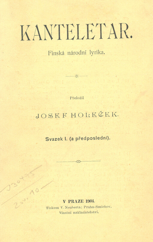 Kanteletar :Finská národní lyrika.I. [a předposlední]