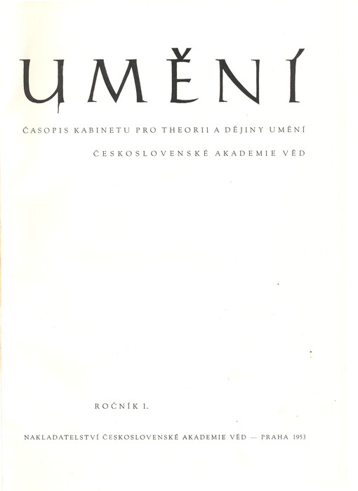 Umění : časopis Kabinetu pro theorii a dějiny umění Československé akademie věd