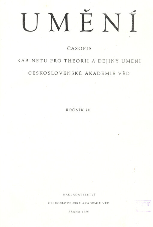 Umění : časopis Kabinetu pro theorii a dějiny umění Československé akademie věd