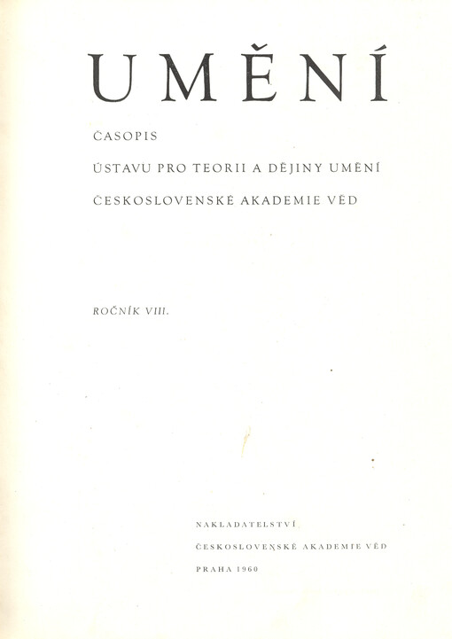 Umění : časopis Kabinetu pro theorii a dějiny umění Československé akademie věd