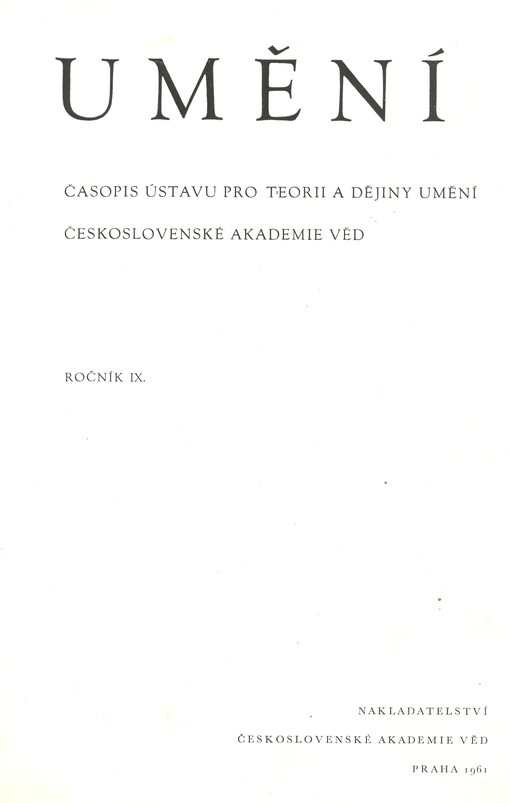Umění : časopis Kabinetu pro theorii a dějiny umění Československé akademie věd