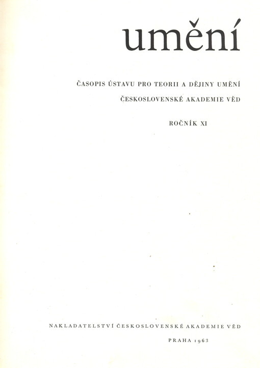 Umění : časopis Kabinetu pro theorii a dějiny umění Československé akademie věd