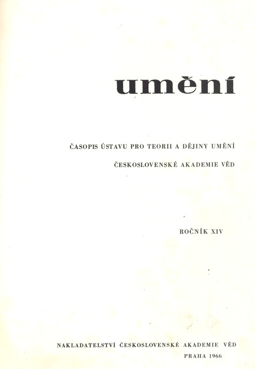 Umění : časopis Kabinetu pro theorii a dějiny umění Československé akademie věd