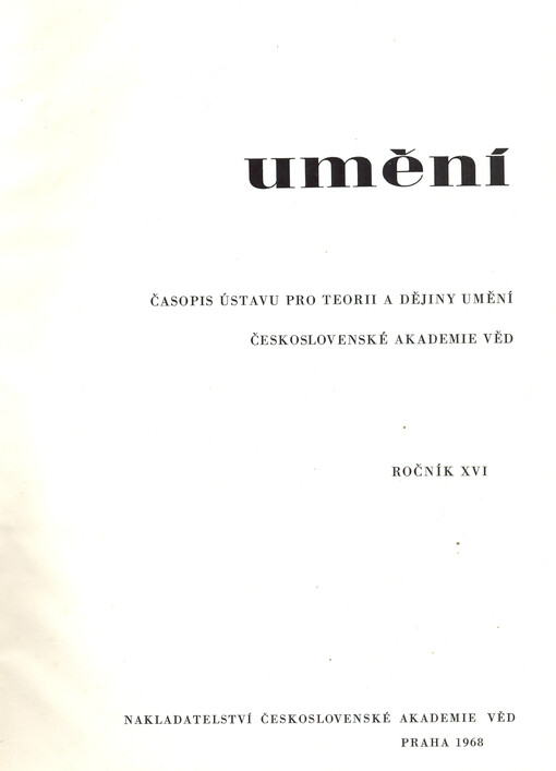 Umění : časopis Kabinetu pro theorii a dějiny umění Československé akademie věd