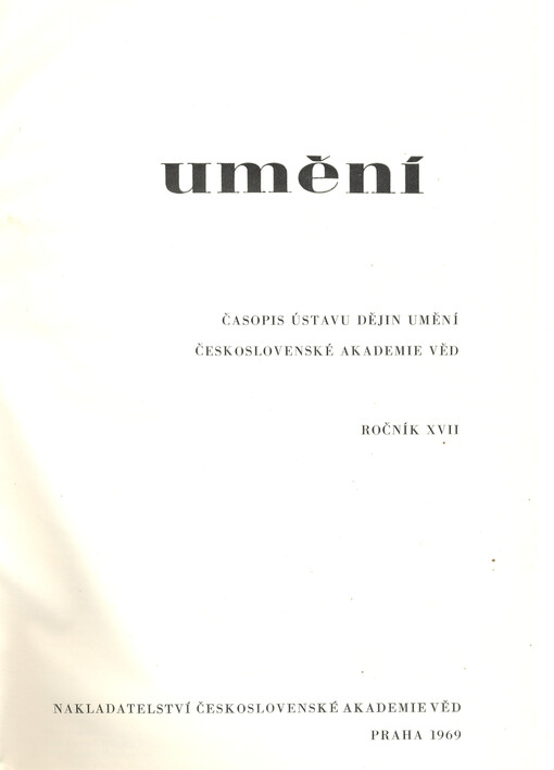 Umění : časopis Kabinetu pro theorii a dějiny umění Československé akademie věd