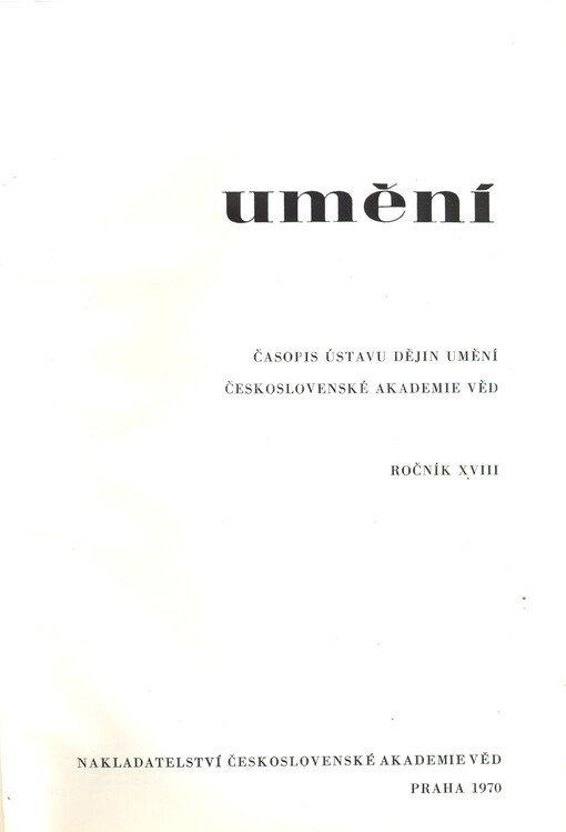 Umění : časopis Kabinetu pro theorii a dějiny umění Československé akademie věd