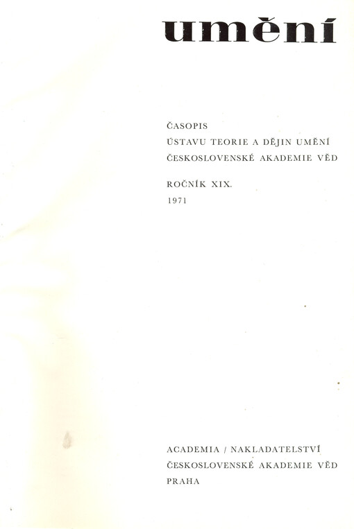 Umění : časopis Kabinetu pro theorii a dějiny umění Československé akademie věd