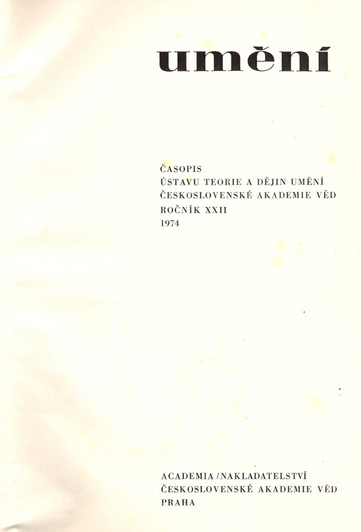 Umění : časopis Kabinetu pro theorii a dějiny umění Československé akademie věd