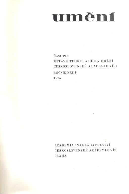 Umění : časopis Kabinetu pro theorii a dějiny umění Československé akademie věd