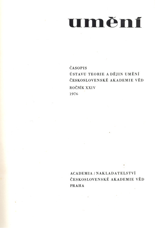 Umění : časopis Kabinetu pro theorii a dějiny umění Československé akademie věd