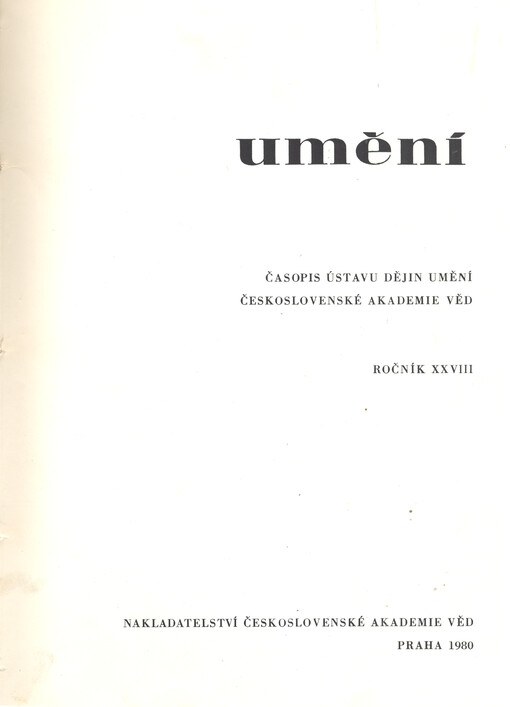 Umění : časopis Kabinetu pro theorii a dějiny umění Československé akademie věd
