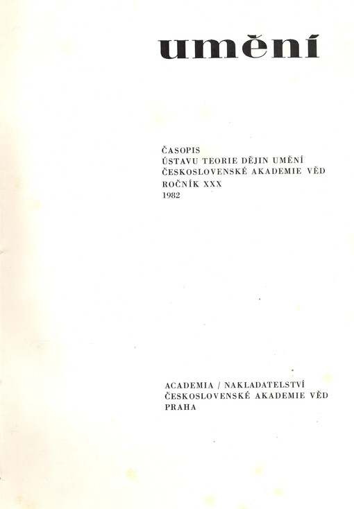 Umění : časopis Kabinetu pro theorii a dějiny umění Československé akademie věd