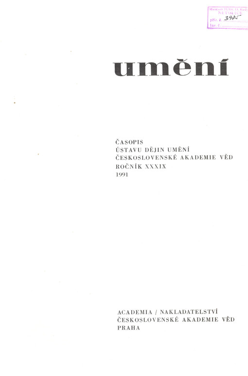 Umění : časopis Kabinetu pro theorii a dějiny umění Československé akademie věd