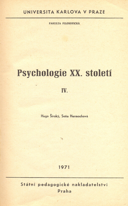 Psychologie 20. století IV.