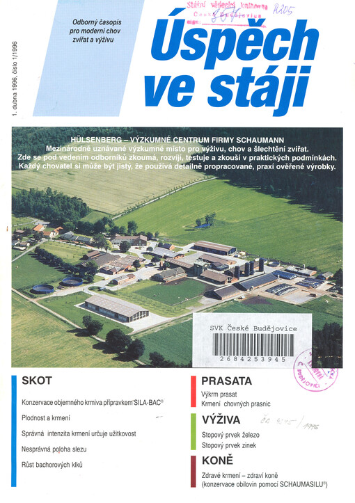 Úspěch ve stáji : odborný časopis pro moderní chov zvířat a výživu