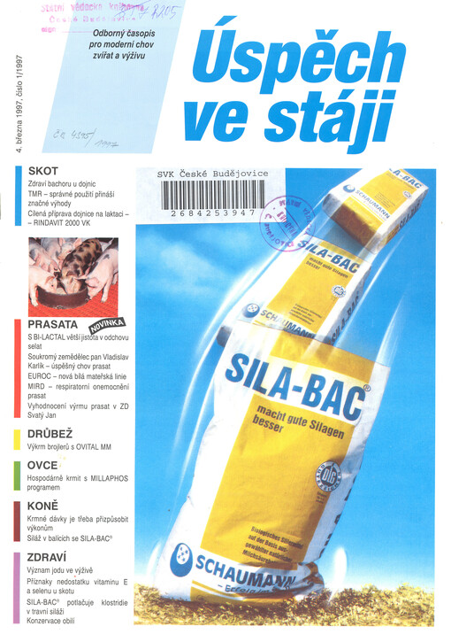 Úspěch ve stáji : odborný časopis pro moderní chov zvířat a výživu