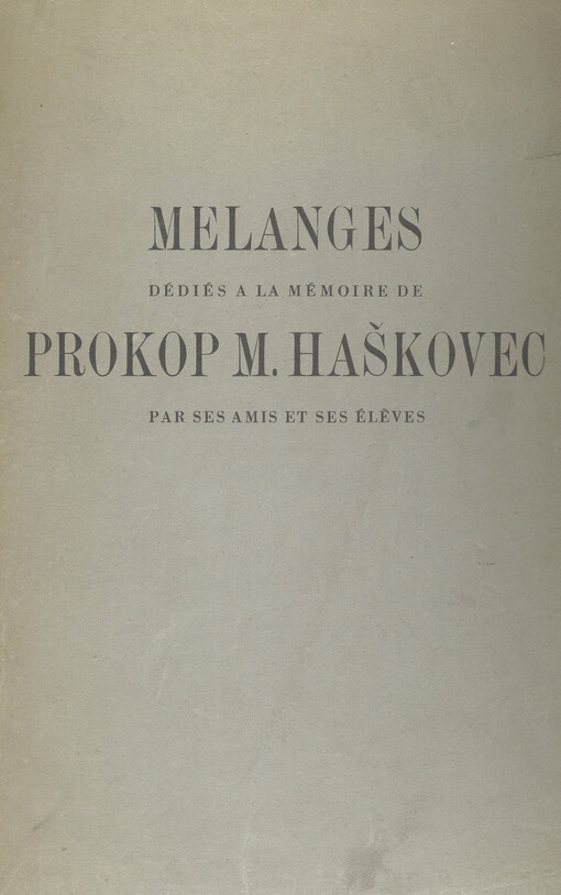 Sborník prací věnovaný památce profesora dra P.M. Haškovce