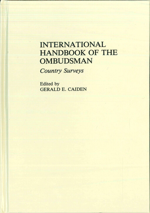 International handbook of the ombudsman. Country surveys