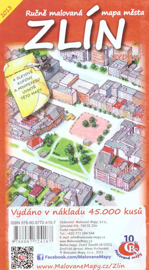 Ručně malovaná mapa města Zlín